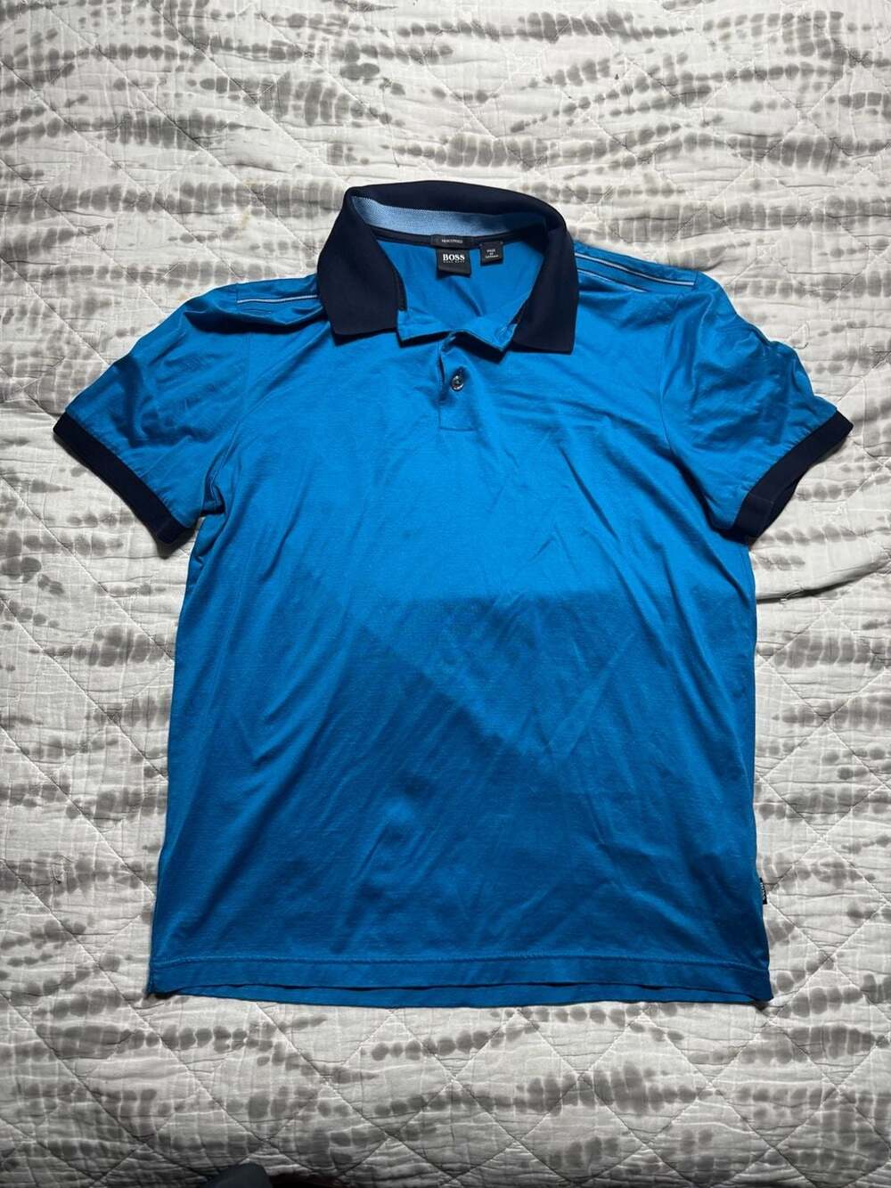 Hugo Boss Blue Short Sleeve Polo Shirt with Size L Men’s
